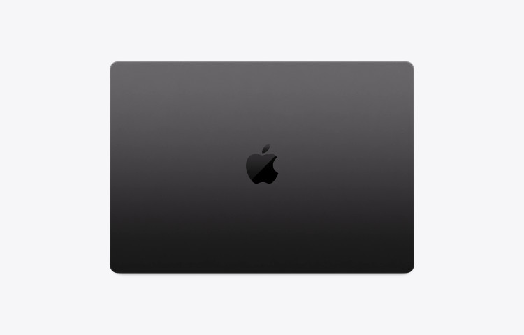 نمای پشت لپ تاپ اپل MacBook Pro ۲۰۲۶ 16 inch M5 Max مدل MGEE4 رنگ Space Black با لوگوی Apple
