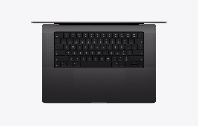 نمای کیبورد و ترکپد MacBook Pro ۲۰۲۶ 16 inch M5 Max مدل MGEE4 رنگ مشکی با طراحی حرفهای اپل