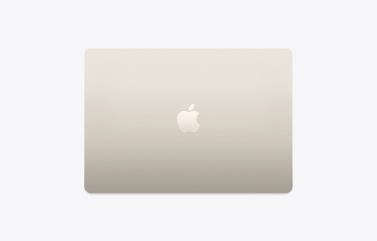 نمای پشت لپ تاپ اپل MacBook Air 15 inch M5 مدل MDVE4 رنگ استارلایت با لوگوی Apple