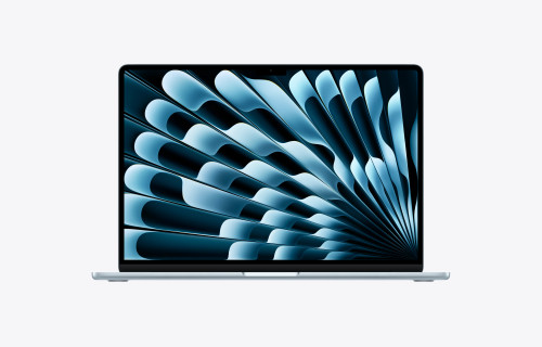 نمای روبروی MacBook Air 15 M5 2026 مدل MDVU4 رنگ Sky Blue با نمایشگر Liquid Retina