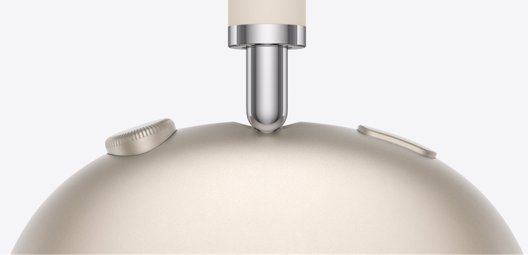 نمای نزدیک اتصال هدبند و گوشی هدفون AirPods Max 2 استارلایت
