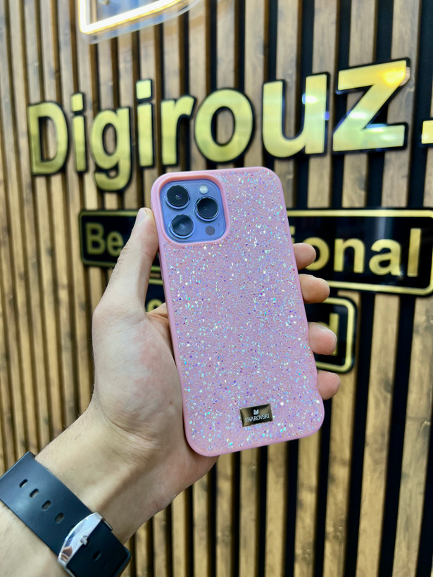 قاب کریستالی Swarovski Crystal Line آیفون 13 پرومکس رنگ Pink
