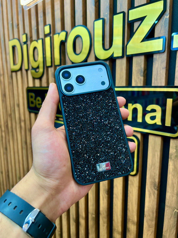 قاب فول نگین Swarovski Crystal Line آیفون 1۷ پرومکس رنگ Black