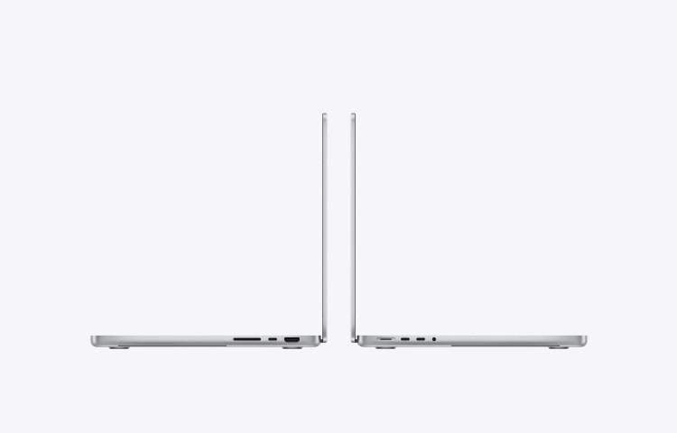 نمای جانبی درگاهها و ضخامت MacBook Pro 14 M5 Max مدل MGDQ4 رنگ سیلور