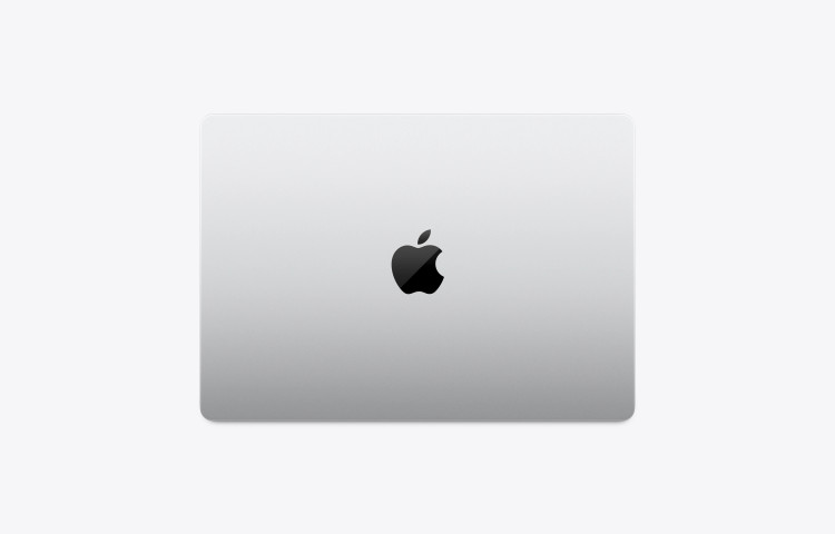 نمای پشت بدنه آلومینیومی MacBook Pro 14 M5 Max مدل MGDQ4 رنگ Silver با لوگوی اپل