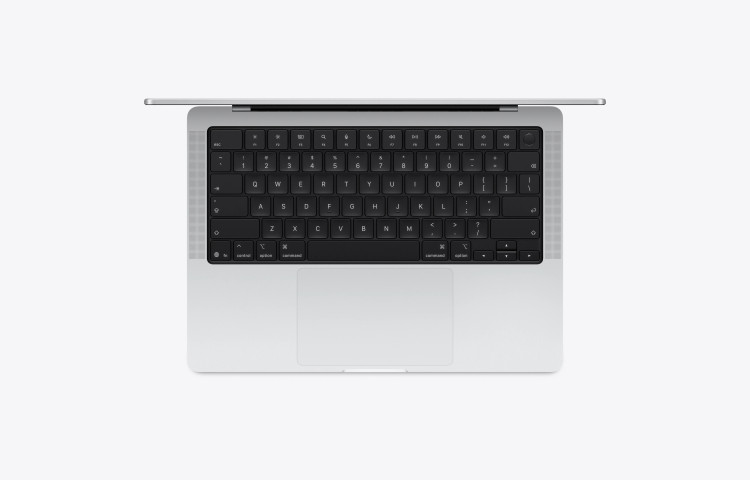 نمای بالا صفحه کلید و ترک پد MacBook Pro 14 M5 Max مدل MGDQ4 رنگ سیلور