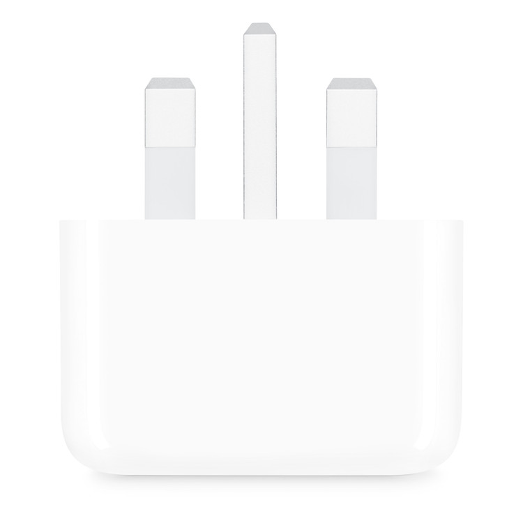 نمای روبهروی آداپتور Apple 20W USB-C با دوشاخه سهپین