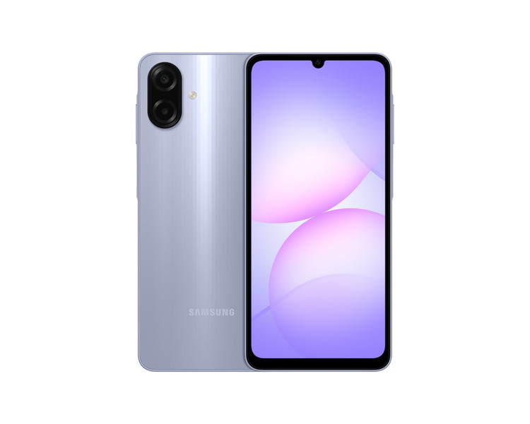 گوشی Samsung Galaxy A07 حافظه 64 گیگابایت رم ۴ گیگابایت رنگ بنفش، نمای جلو و پشت