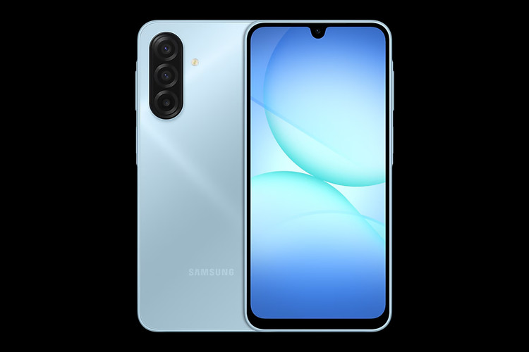 گوش Samsung Galaxy A17 رنگ آبی، نمای جلو و پشت