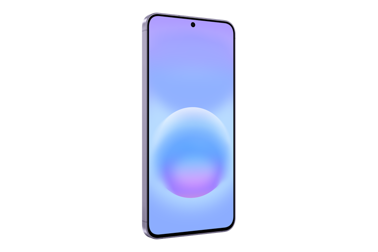 نمای زاویهدار جلوی Samsung Galaxy A57 5G با نمایشگر ۱۲۰ هرتزی