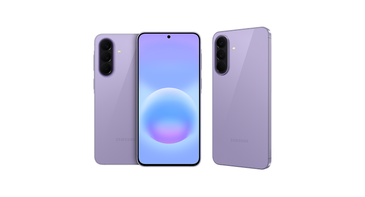 نمای جلو، پشت و کناری گوشی Galaxy A57 5G رنگ بنفش