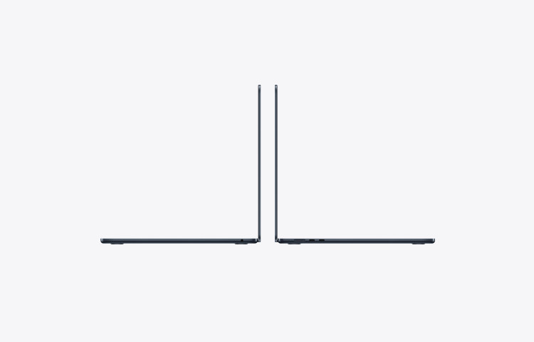 نمای ضخامت MacBook Air 15 Inch M5 رنگ Midnight