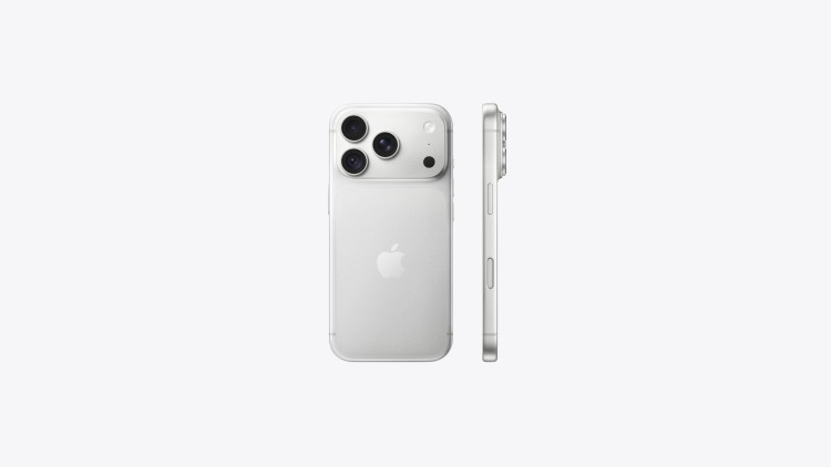 iPhone 18 Pro 2TB نقرهای، نمای پشت و فریم کناری