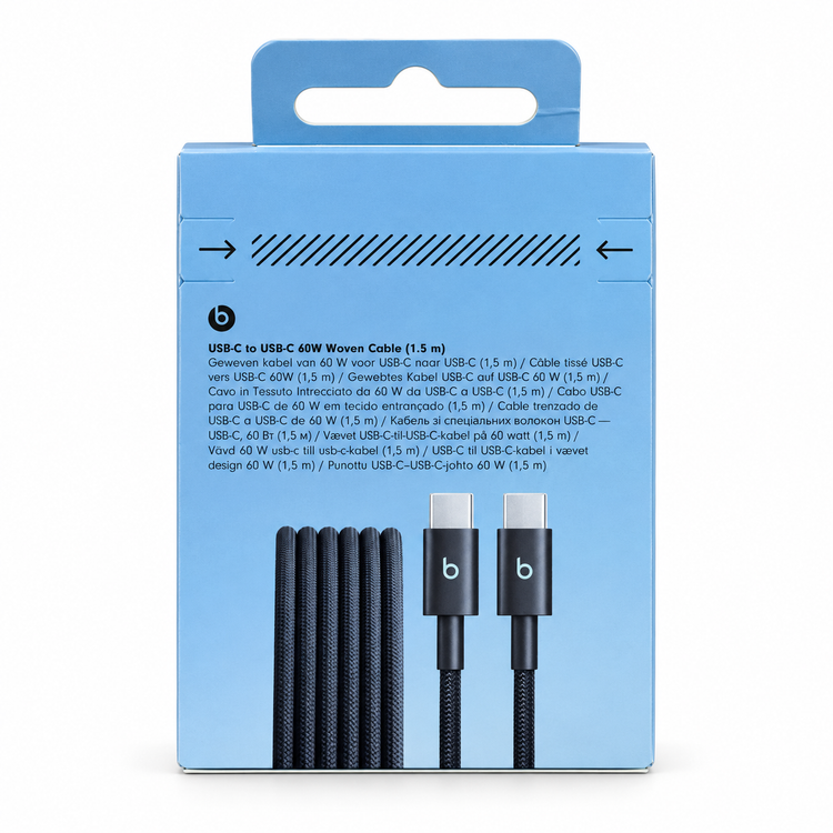کابل اورجینال بیتز USB-C به USB-C توان ۶۰ وات طول ۱٫۵ متر_سرمه ای