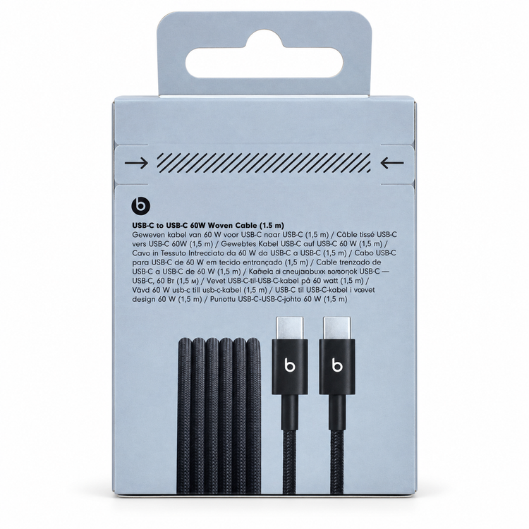 کابل اورجینال بیتز USB-C به USB-C توان ۶۰ وات طول ۱٫۵ متر_مشکی