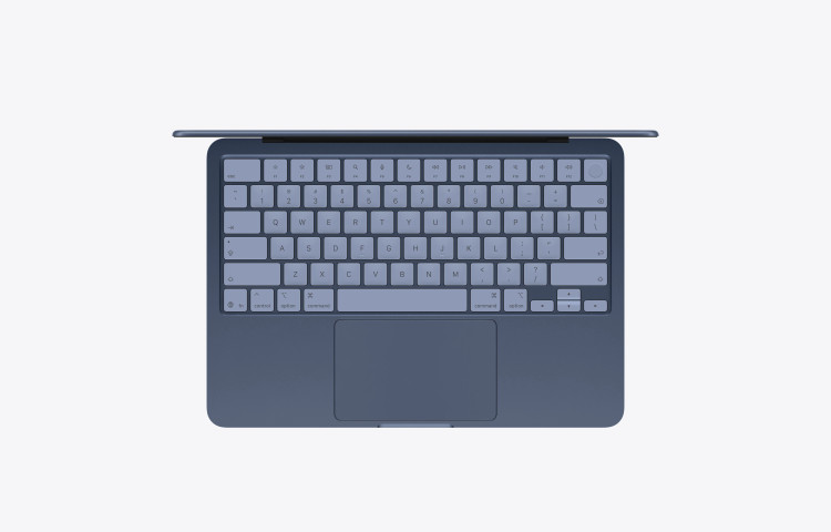 نمای کیبورد Magic Keyboard مکبوک نئو مدل MHFG4 رنگ Indigo مجهز به Touch ID و بدون نور پسزمینه